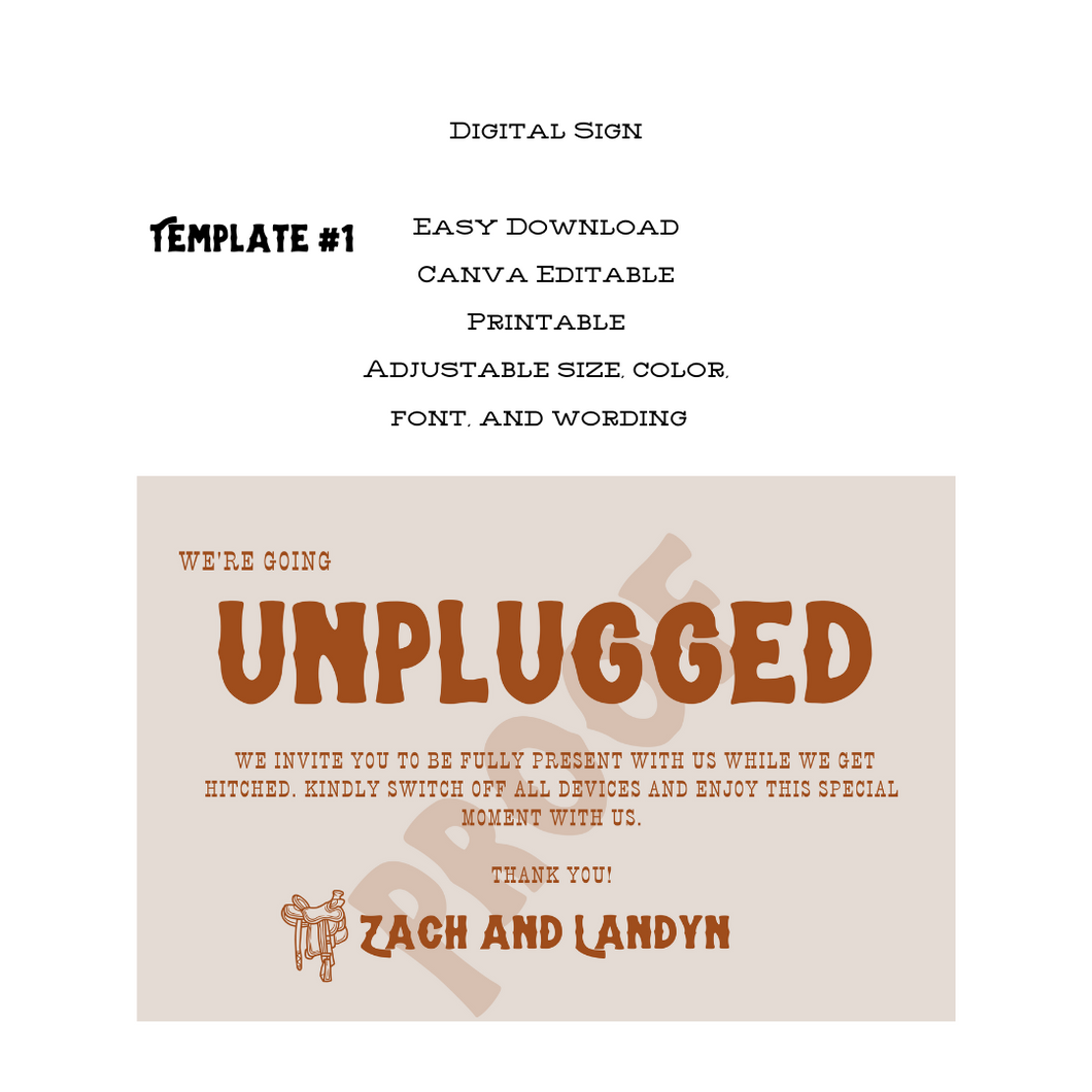 Unplugged Ceremony Sign-DIGITAL DOWNLOAD