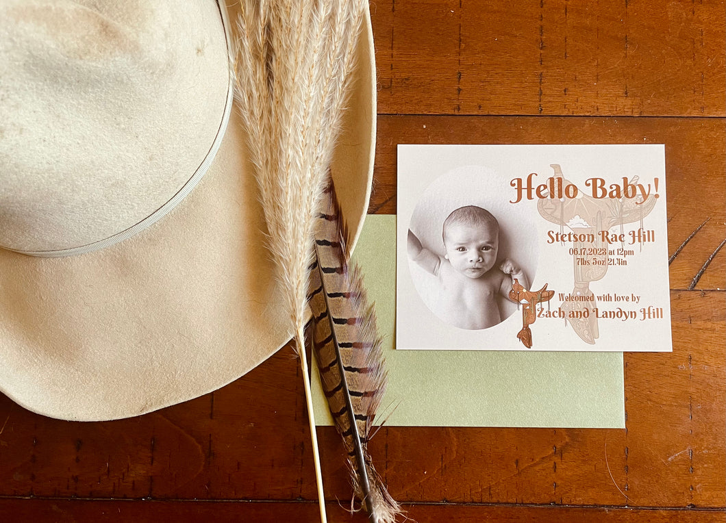 Adventure Saddle Baby Announcement Template-DIGITAL DOWNLOAD