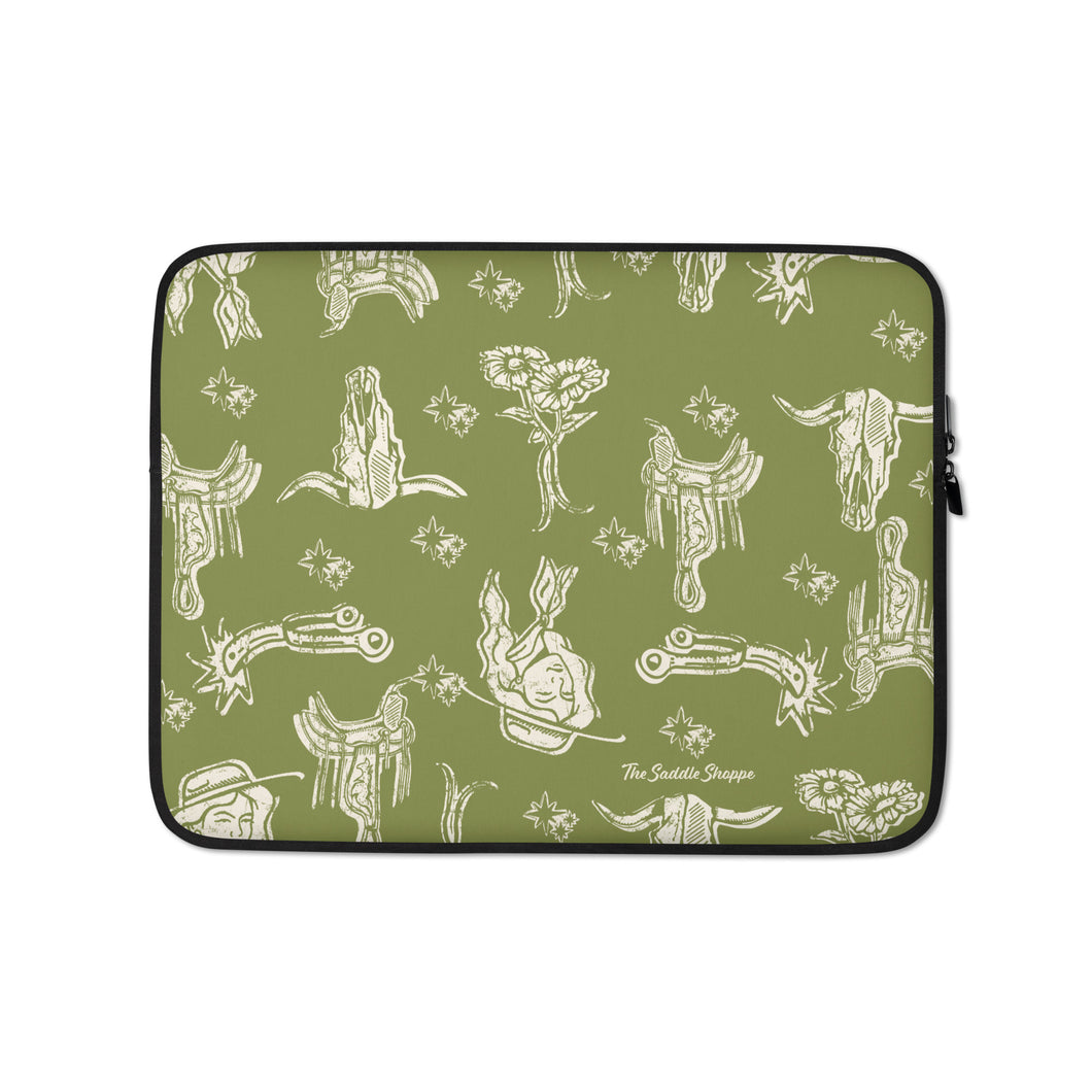 Green Cowgirl Laptop/Ipad Sleeve